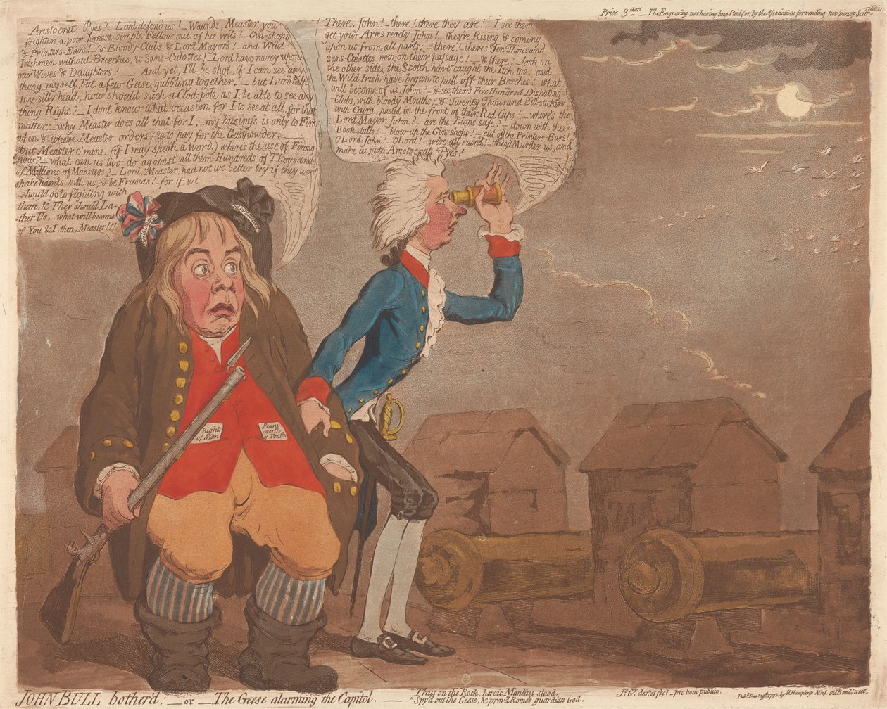 John Bull gestört; - oder - Die Gänse alarmieren das Kapitol autorstwa James Gillray