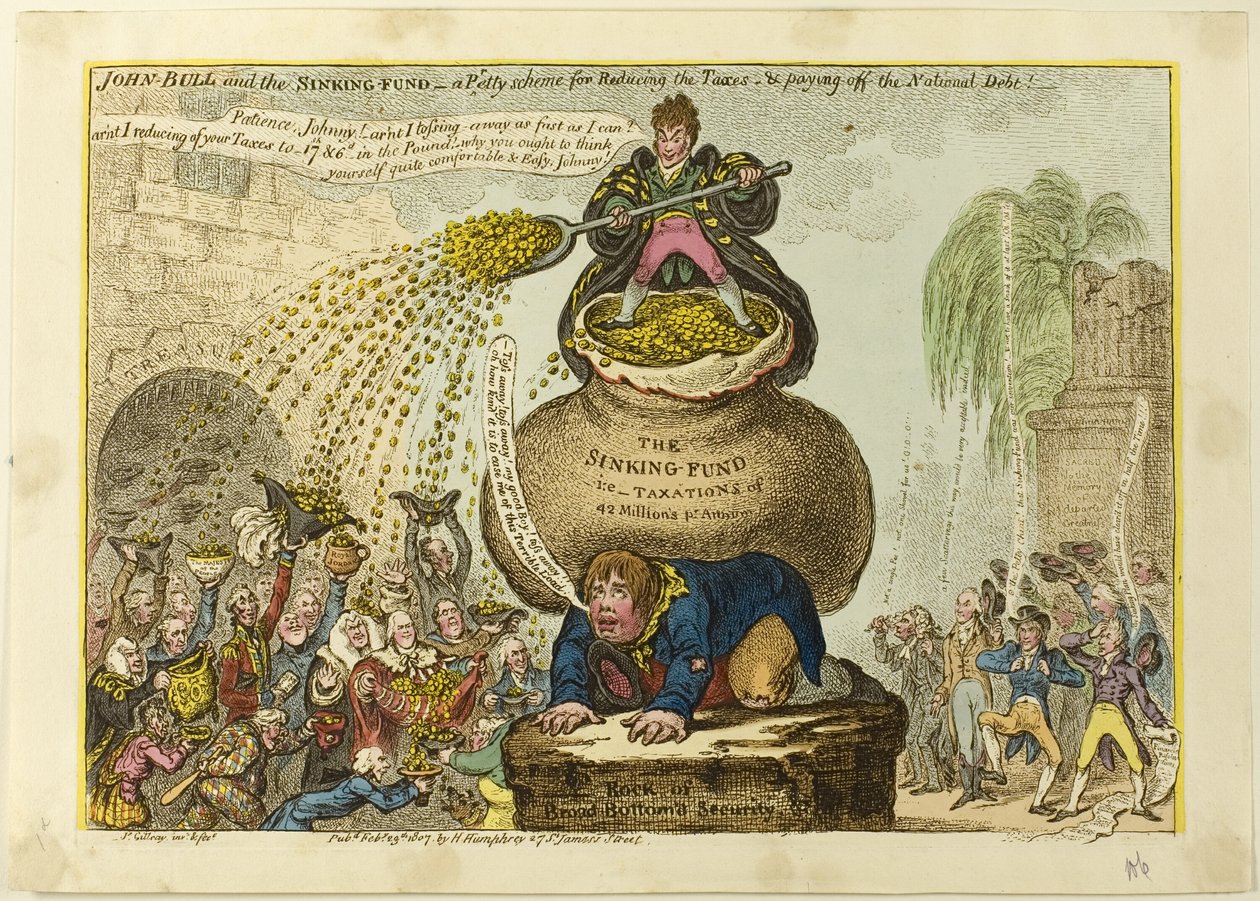 John Bull i tonący fundusz autorstwa James Gillray