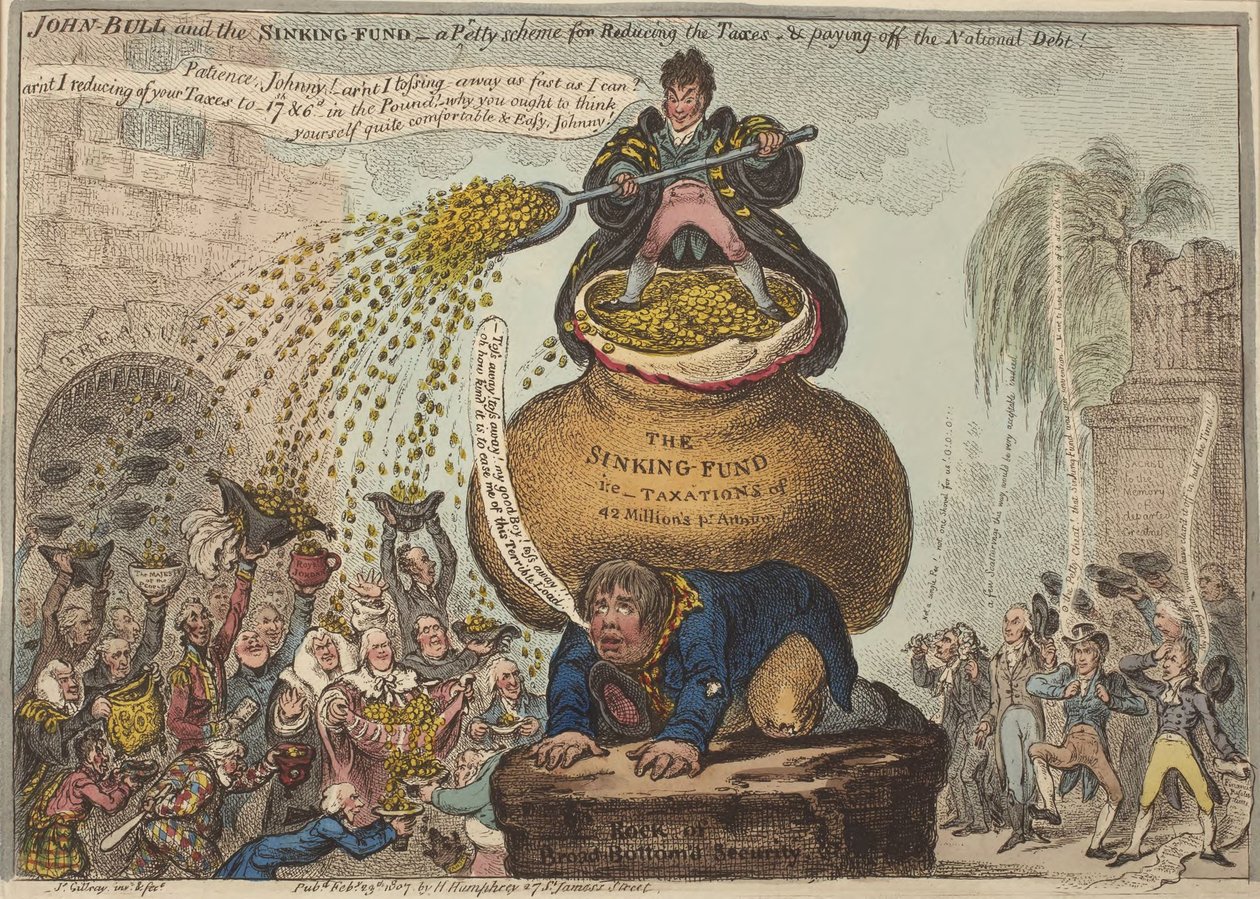 John Bull i fundusz amortyzacyjny autorstwa James Gillray