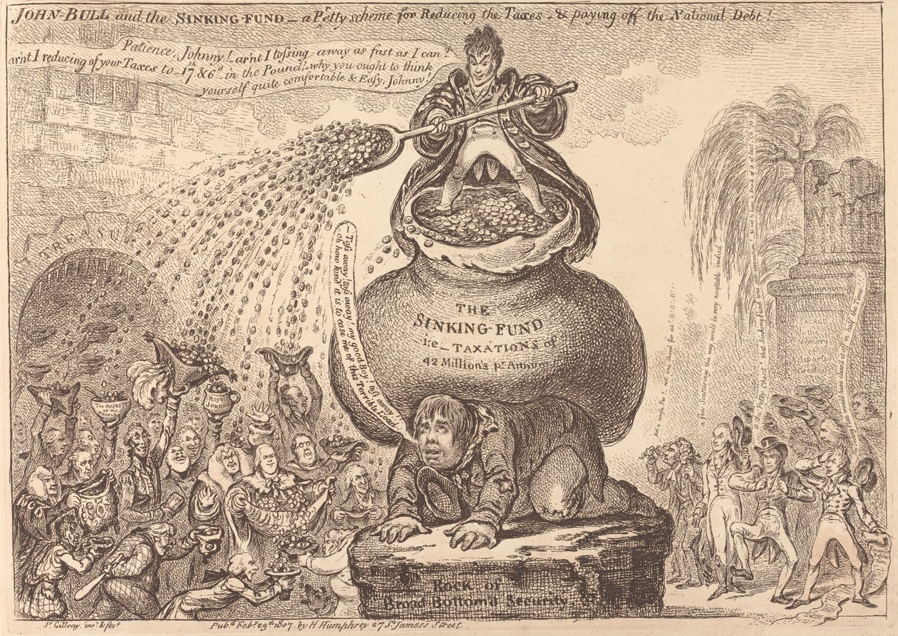 John Bull i fundusz amortyzacyjny autorstwa James Gillray