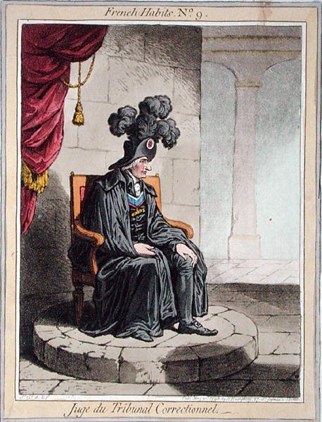 Juge du Tribunal Correctionnel, tablica 9 z „French Habits” wydanej przez Hannah Humphrey w 1798 r. (akwaforta kolorowa) autorstwa James Gillray