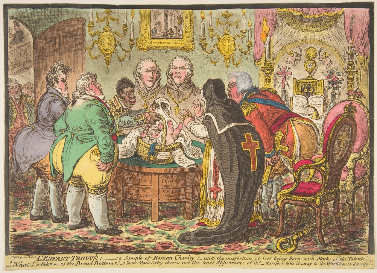 LEnfant Trouvé:-próbka rzymskiej dobroczynności!-albo-nieszczęście nie narodzin z..., 19 maja 1808 r. autorstwa James Gillray