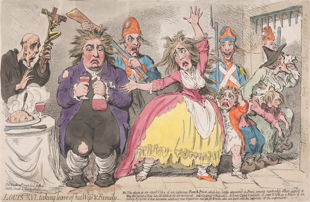 Ludwik XVI żegna się z żoną i rodziną autorstwa James Gillray
