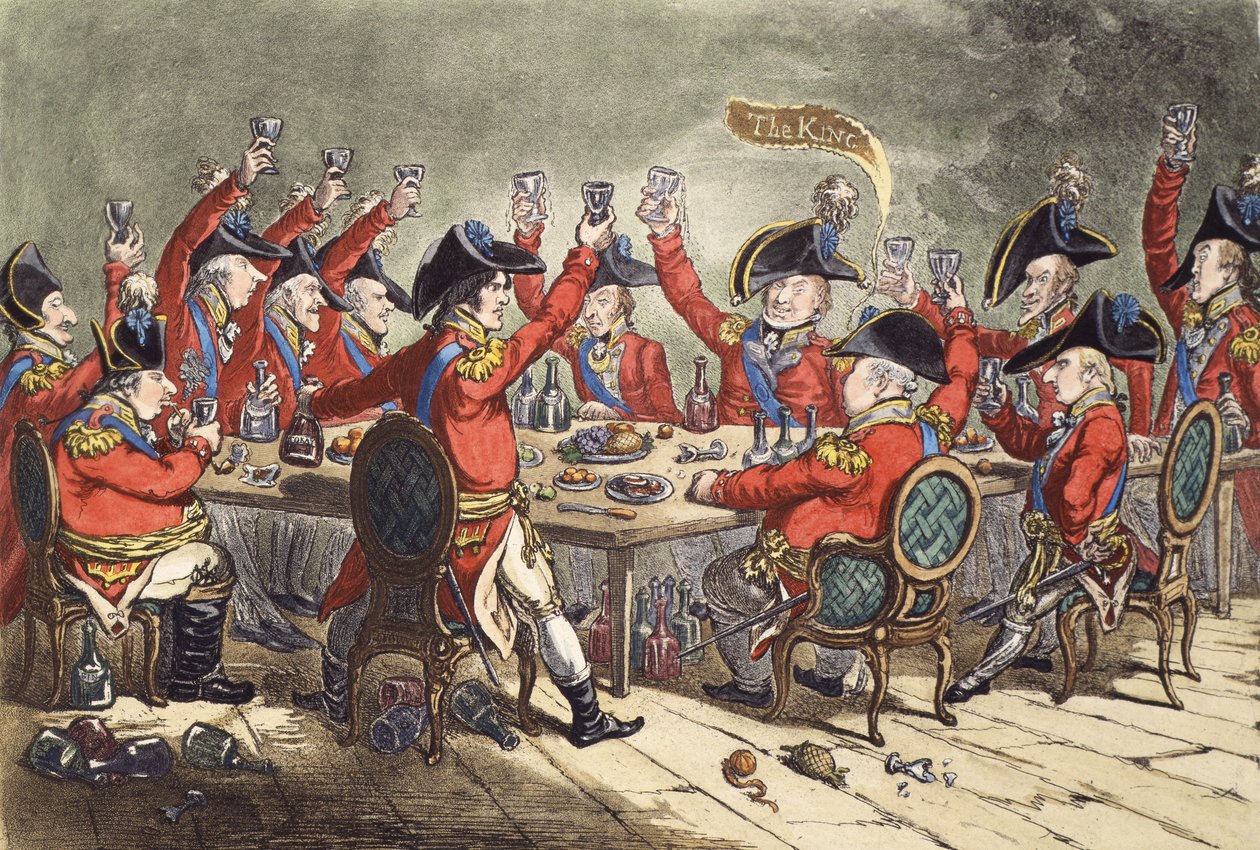 „Loyal Souls – czyli zajrzenie do mesy w St. James”, 1797 autorstwa James Gillray