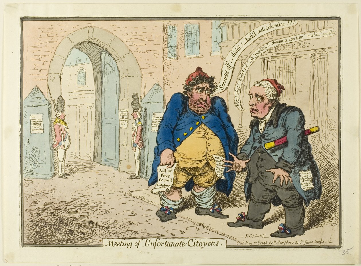 Spotkanie niefortunnych Citoyenów autorstwa James Gillray