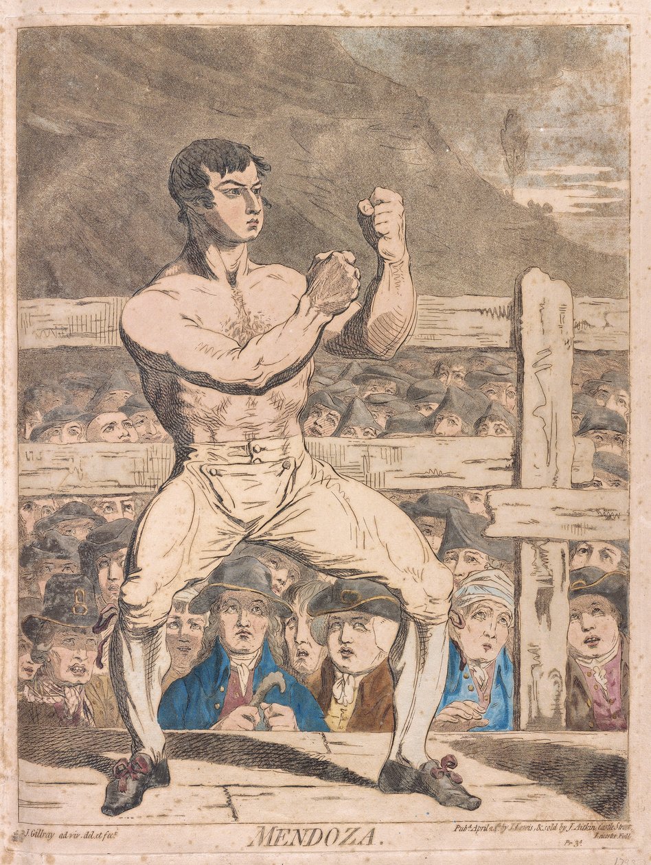 Mendoza, pub.1788 (ręcznie kolorowany grawerunek) autorstwa James Gillray