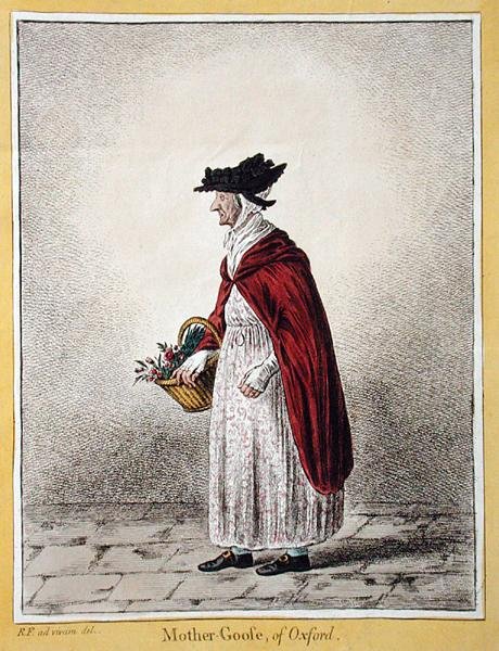 Pani Rebecca Howse, znana jako "Matka Gęś z Oxfordu", opublikowana przez Hannah Humphrey w 1807 r. (akwaforta ręcznie kolorowana) autorstwa James Gillray
