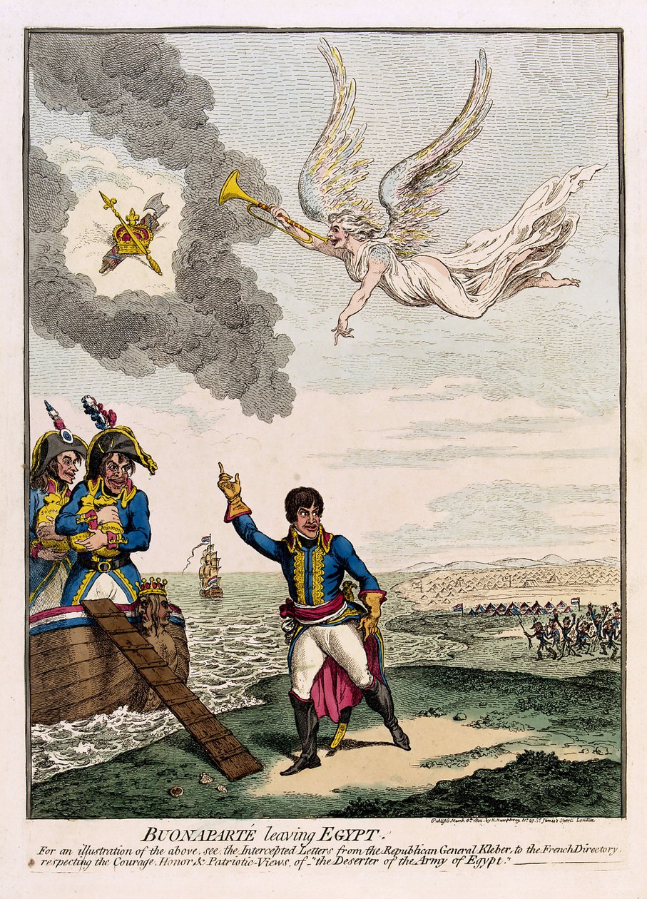 Napoleon Bonaparte (1769-1821) opuszczający Egipt autorstwa James Gillray