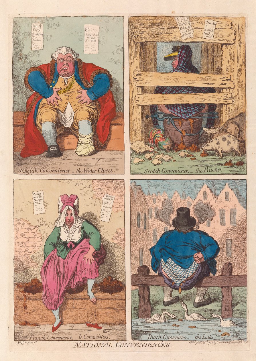 Krajowe Wygody, wyd. 1796 (grawerowanie ręcznie kolorowane) autorstwa James Gillray