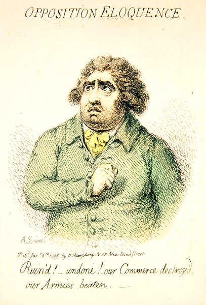 Opposition Eloquence, opublikowana przez Hannah Humphrey w 1795 roku (rycina ręcznie kolorowana) (detal z 191281) autorstwa James Gillray