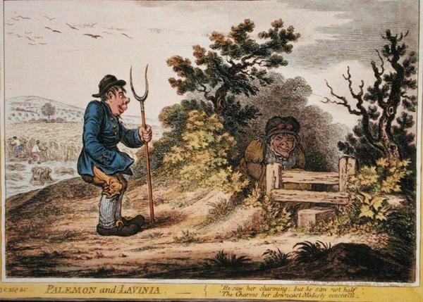 Palemon and Lavinia, wydana przez Hannah Humphrey w 1805 r. (akwaforta ręcznie kolorowana) autorstwa James Gillray