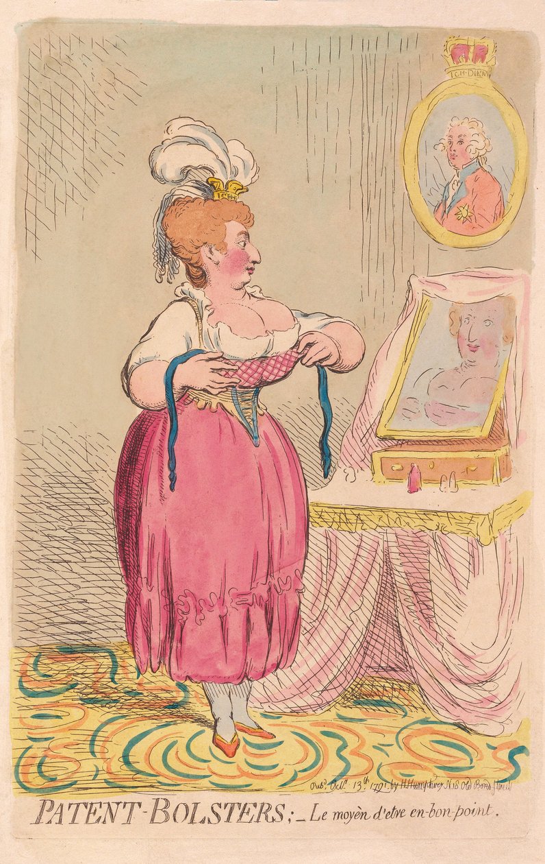 Patent-Bolsters: The Way to Be in Good Point, wyd. 1791 (grawerowanie ręcznie kolorowane) autorstwa James Gillray
