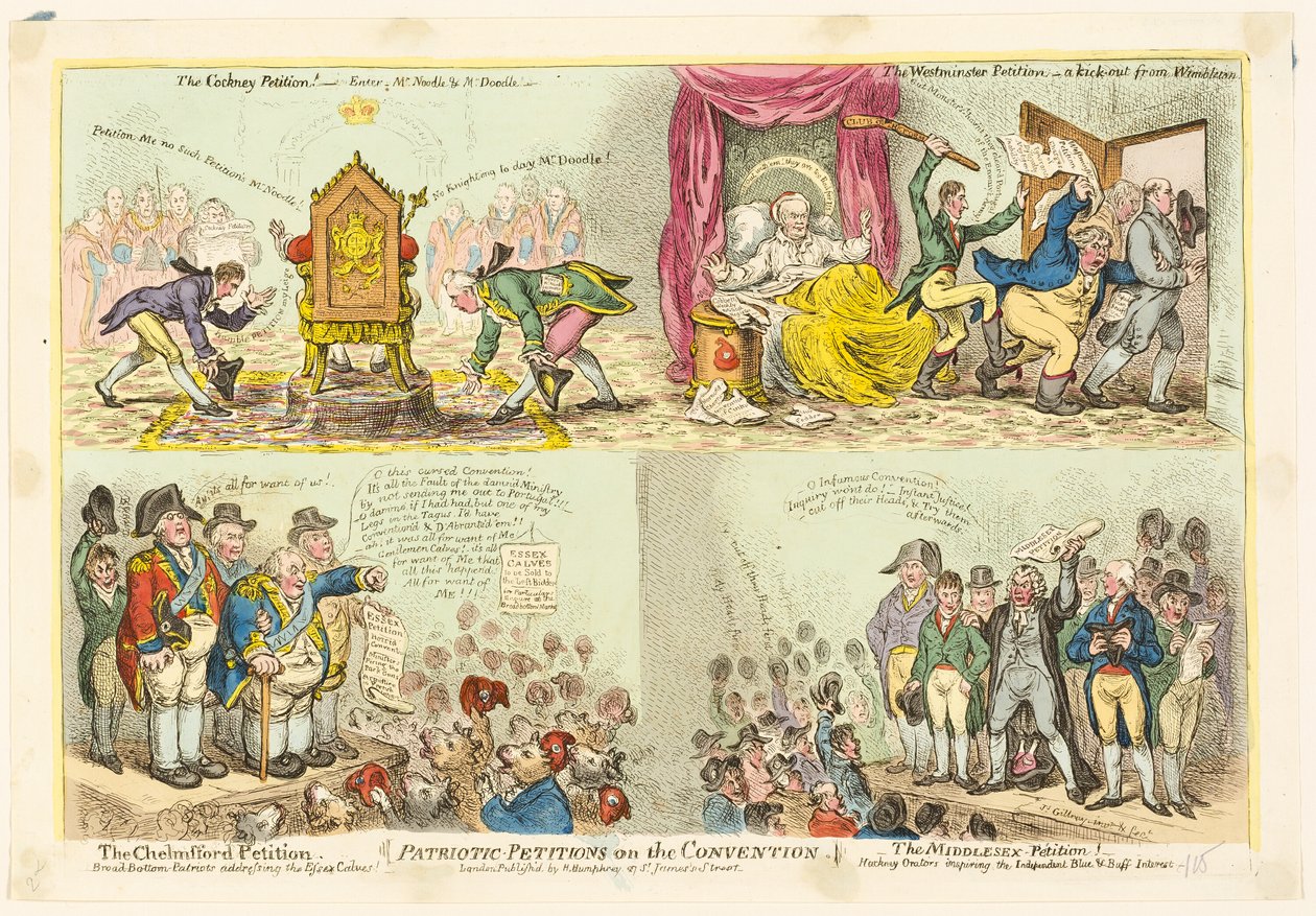 Petycje patriotyczne w sprawie Konwencji autorstwa James Gillray