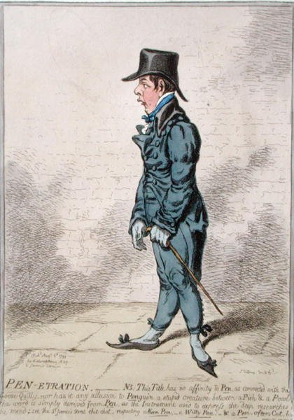 Pen-Etration, wydana przez Hannah Humphrey w 1799 (akwaforta ręcznie kolorowana) autorstwa James Gillray