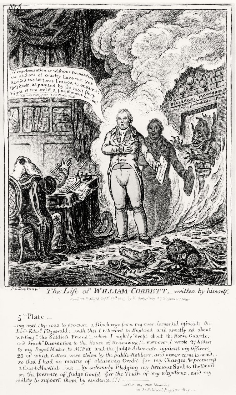 Płyta 5, z The Life of William Cobbett, napisane przez niego samego, wyd. przez H. Humphreya, 1809 autorstwa James Gillray