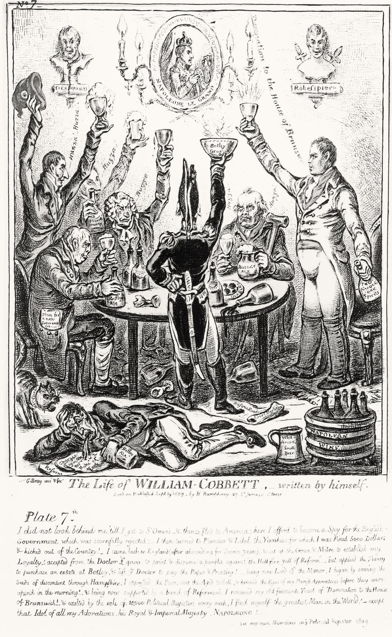 Płyta 7, z The Life of William Cobbett, napisane przez niego samego, wyd. przez H. Humphreya, 1809 autorstwa James Gillray
