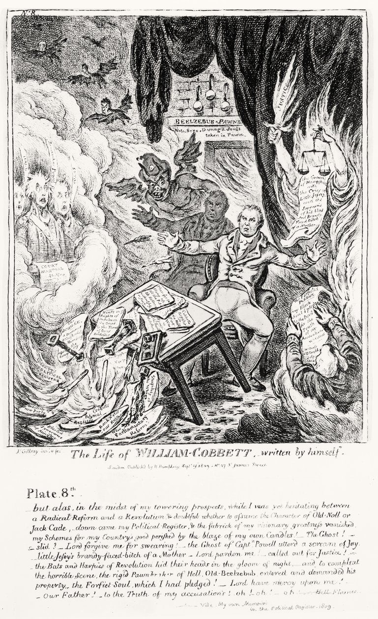 Tablica 8, z The Life of William Cobbett, napisane przez niego samego, wyd. przez H. Humphreya, 1809 autorstwa James Gillray