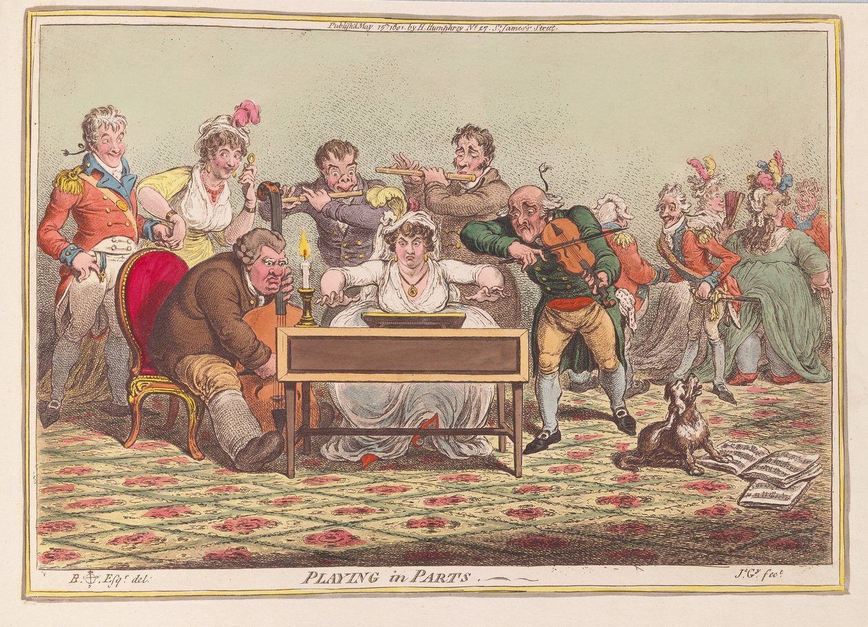 Gra w częściach, wyd. 1801 (ręcznie kolorowane grawerowanie) autorstwa James Gillray