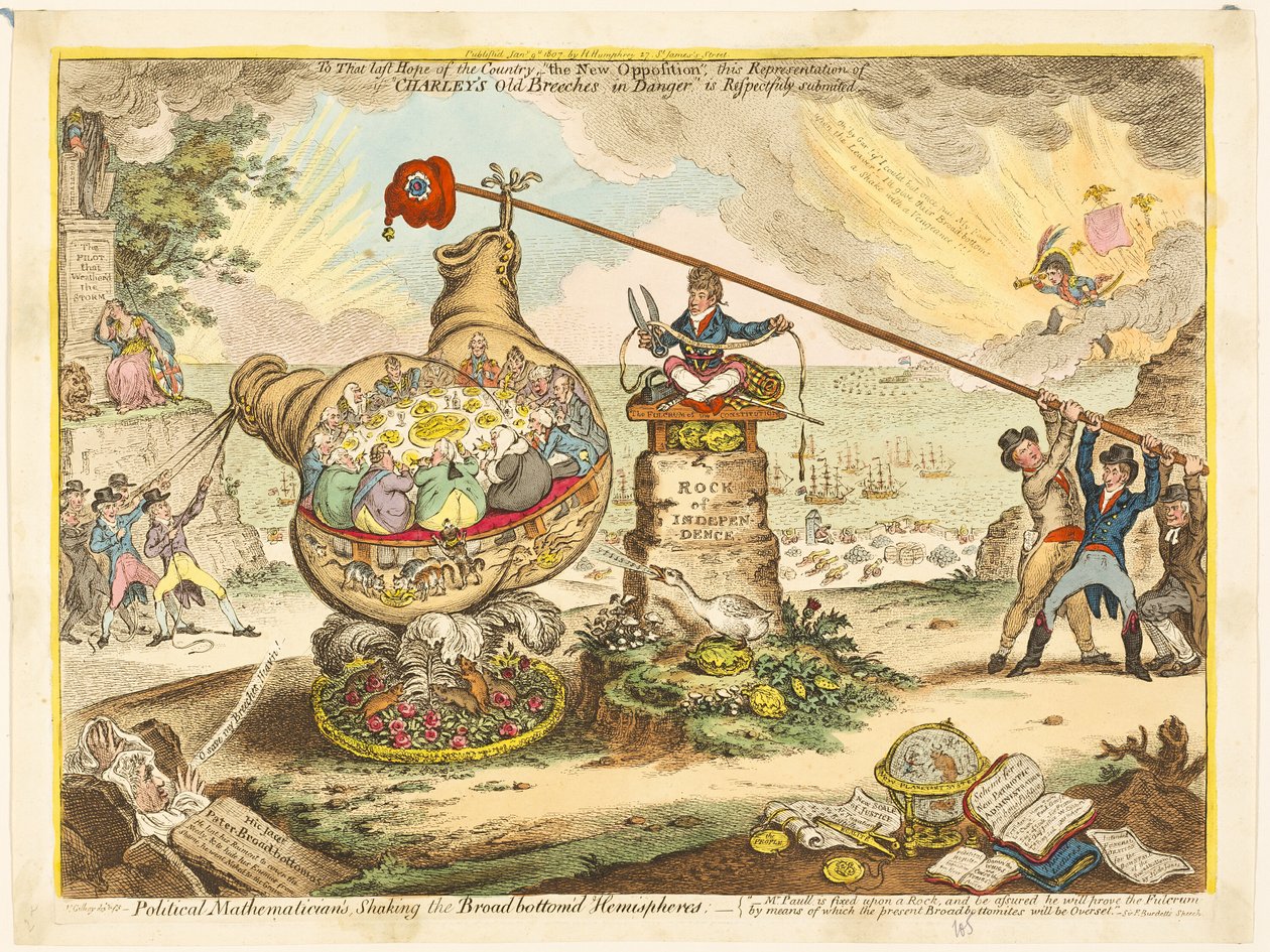 Matematyka polityczna, wstrząsająca półkulami o szerokim dnie autorstwa James Gillray
