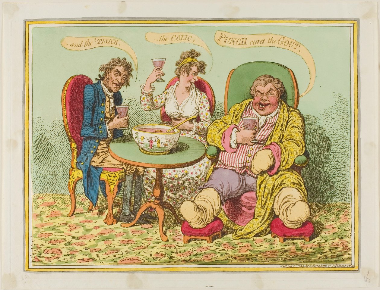 Poncz leczy podagrę, kolkę i chorobę lokomocyjną autorstwa James Gillray