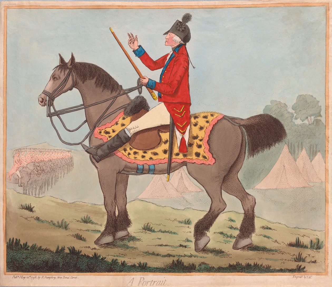 Sir David Dundas (1735 - 1820) - Portret, wyd. 1796 (grawerowanie ręcznie kolorowane) autorstwa James Gillray
