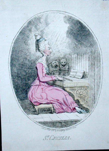 Św. Cecylia, wyd. Hannah Humphrey w 1782 r. (akwaforta ręcznie kolorowana) autorstwa James Gillray