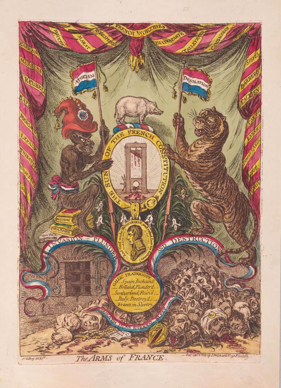 Герб Франции, паб. 1805 г. (ручная цветная гравюра)полировка autorstwa James Gillray