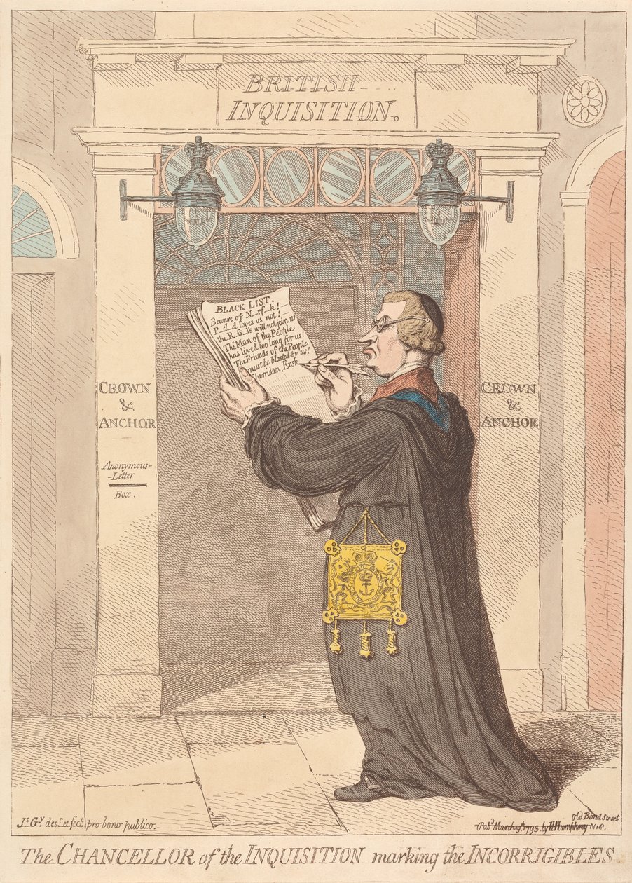 Kanclerz Inkwizycji znakujący niepoprawnych autorstwa James Gillray