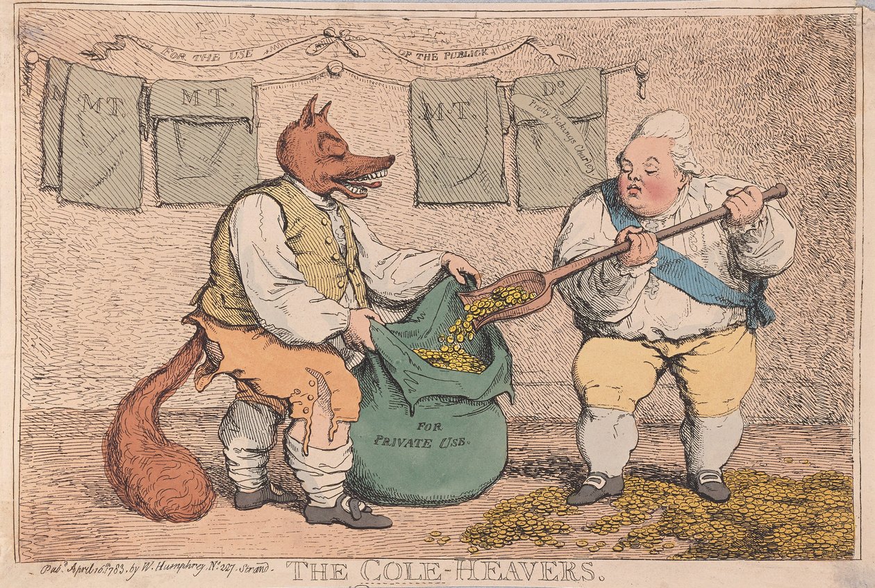 Cole-Heavers, wyd. 1783 (grawerowanie ręcznie kolorowane) autorstwa James Gillray