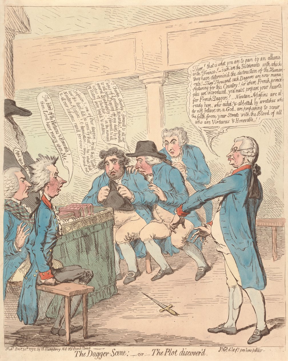 Die Dolchszene: - oder - Die aufgedeckte Verschwörung autorstwa James Gillray