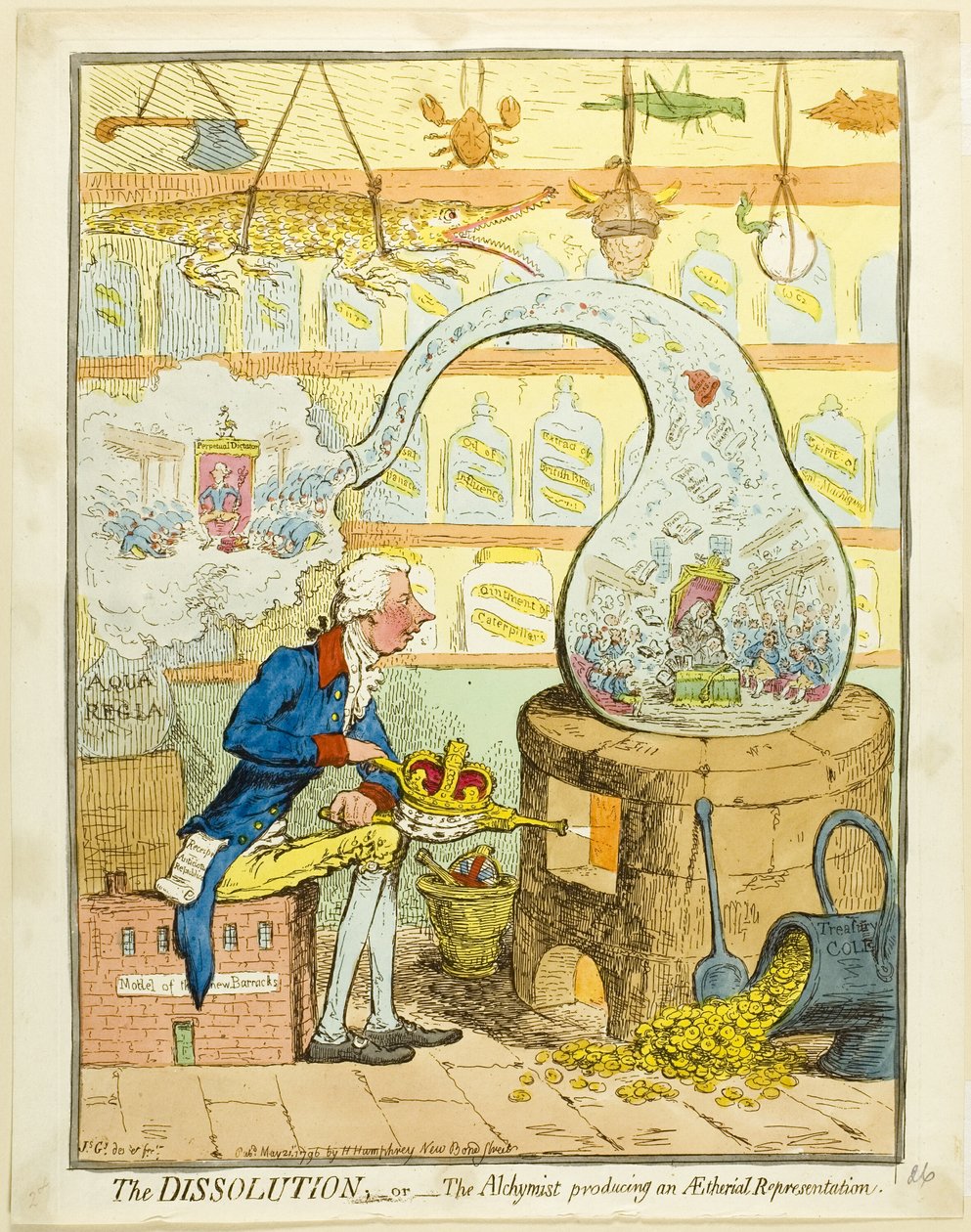 The Dissolution; lub Alchymist produkujący eteryczną reprezentację autorstwa James Gillray