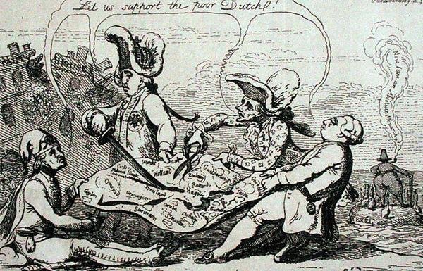 The Dutch Divisions, opublikowane przez S.W. Fores w 1787 (akwaforta) autorstwa James Gillray