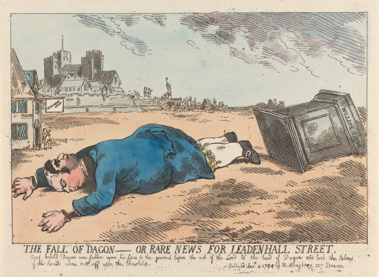 Upadek Dagona - czyli Rzadkie wiadomości dla Leadenhall Street autorstwa James Gillray