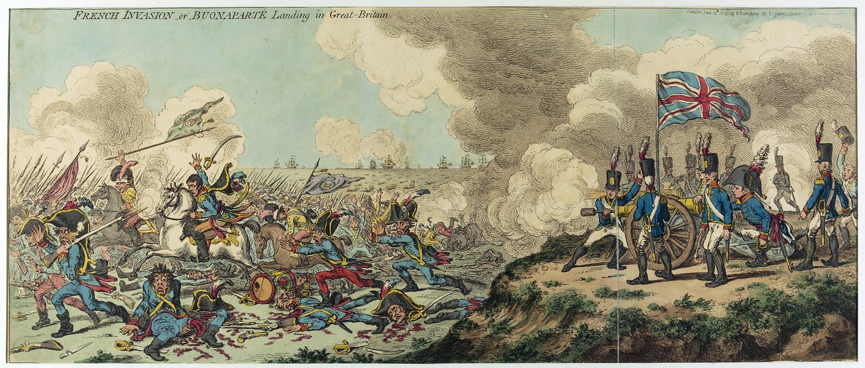 Francuska inwazja, czyli lądowanie Napoleona Bonaparte (1769-1821) w Wielkiej Brytanii (akwaforta) autorstwa James Gillray
