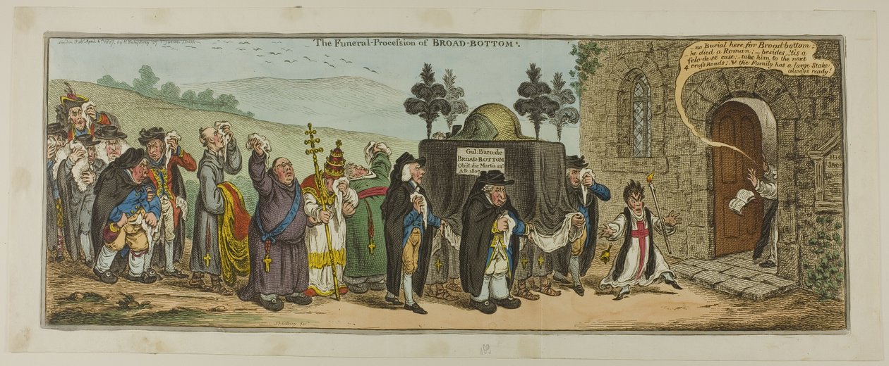 Procesja pogrzebowa Broad-Bottom autorstwa James Gillray
