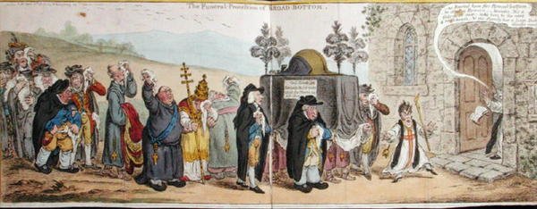 The Funeral Procession of Broad-Bottom, wydana przez Hannah Humphrey w 1807 r. (akwaforta ręcznie kolorowana) autorstwa James Gillray