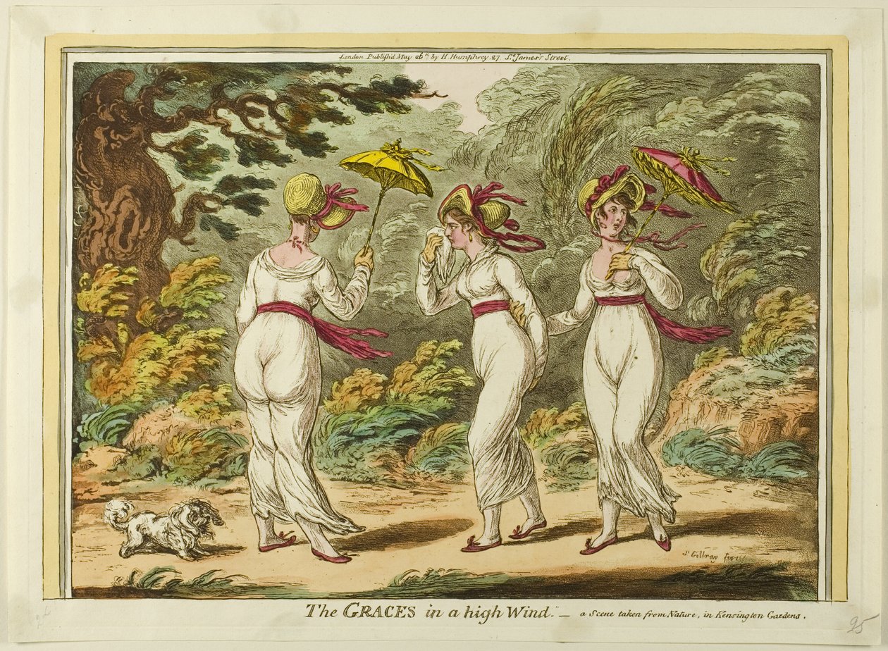 Łaski przy silnym wietrze autorstwa James Gillray