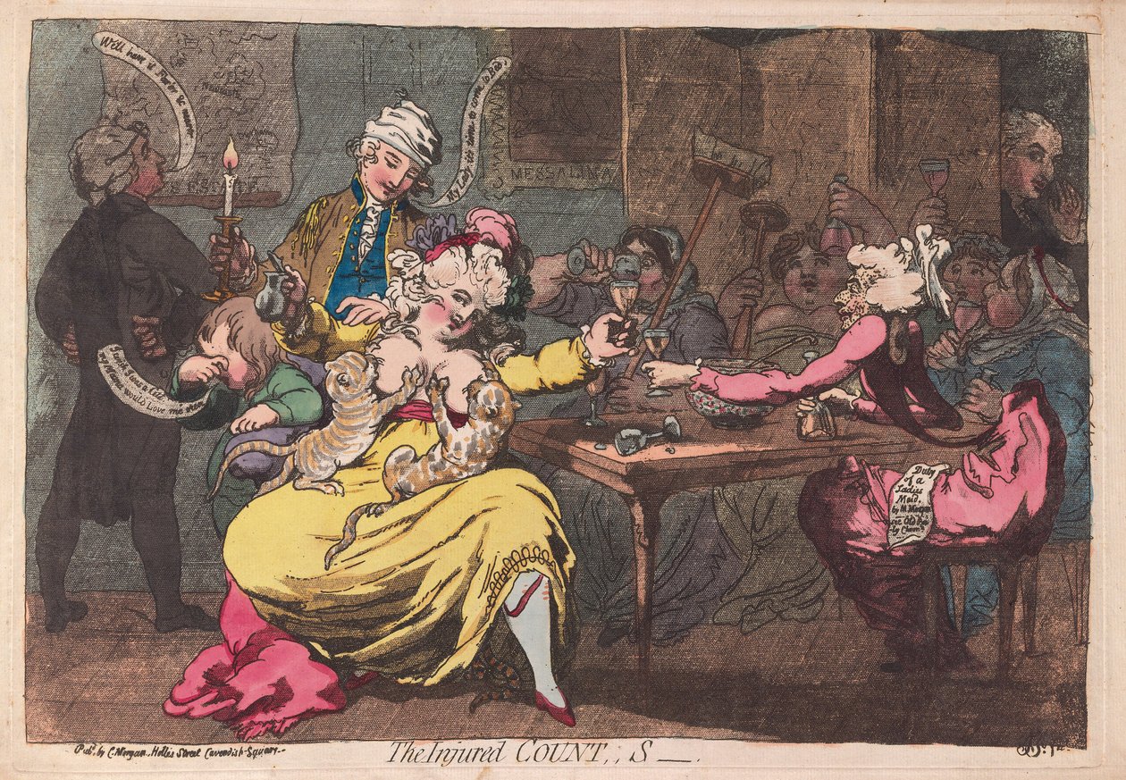 Ranny Hrabia „S”, wyd. 1786 (ręcznie kolorowane grawerowanie) autorstwa James Gillray
