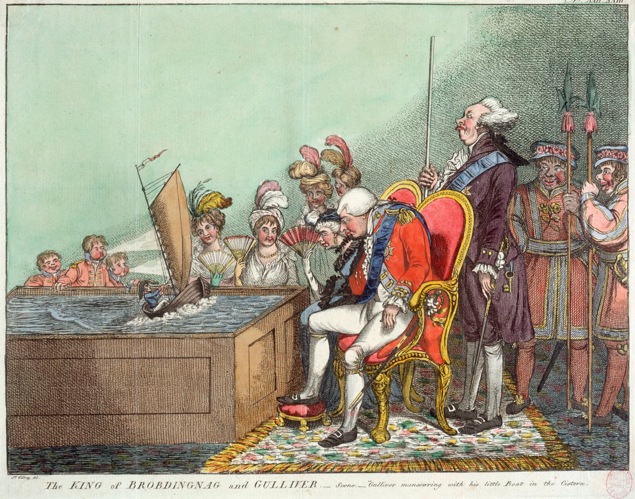 Król Brobdingnag i Guliwera, po 1804 r. (ryc.) autorstwa James Gillray