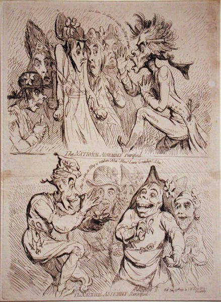 Skamieniałe Zgromadzenie Narodowe i Ożywione Zgromadzenie Narodowe, opublikowane przez S.W. Fores w 1791 (akwaforta) autorstwa James Gillray