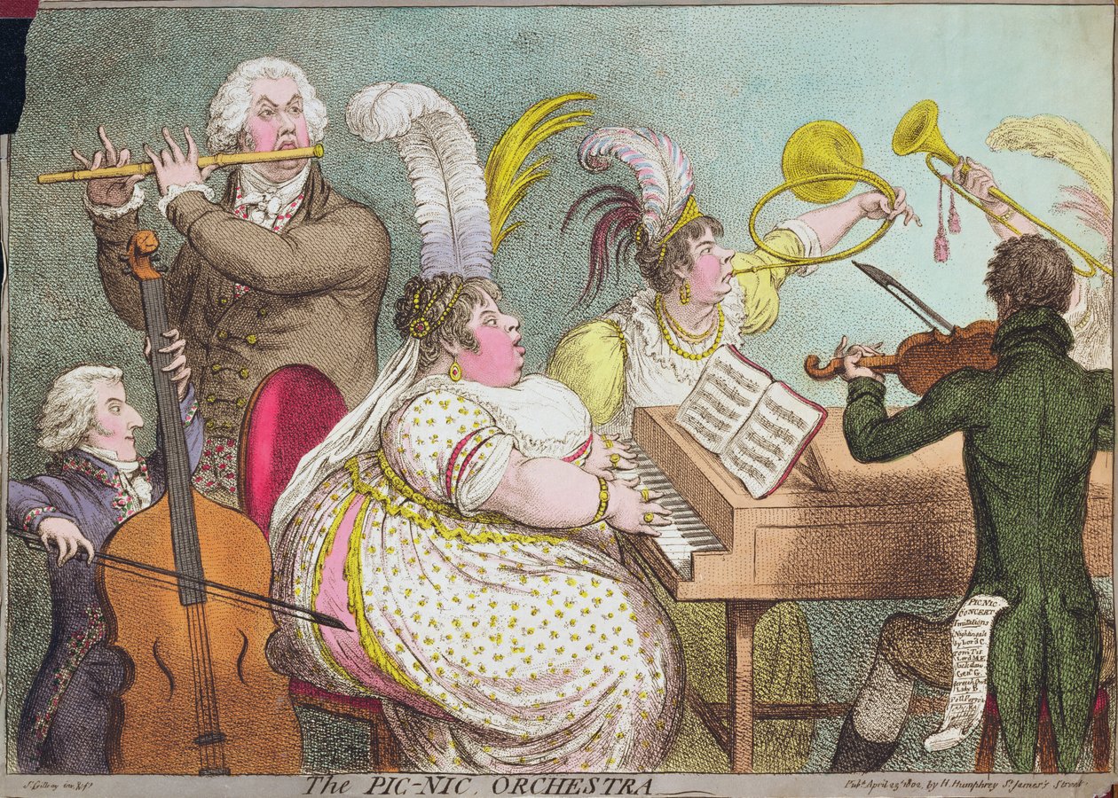 Orkiestra Pic-Nic, wyd. Hannah Humphrey, 1802 autorstwa James Gillray