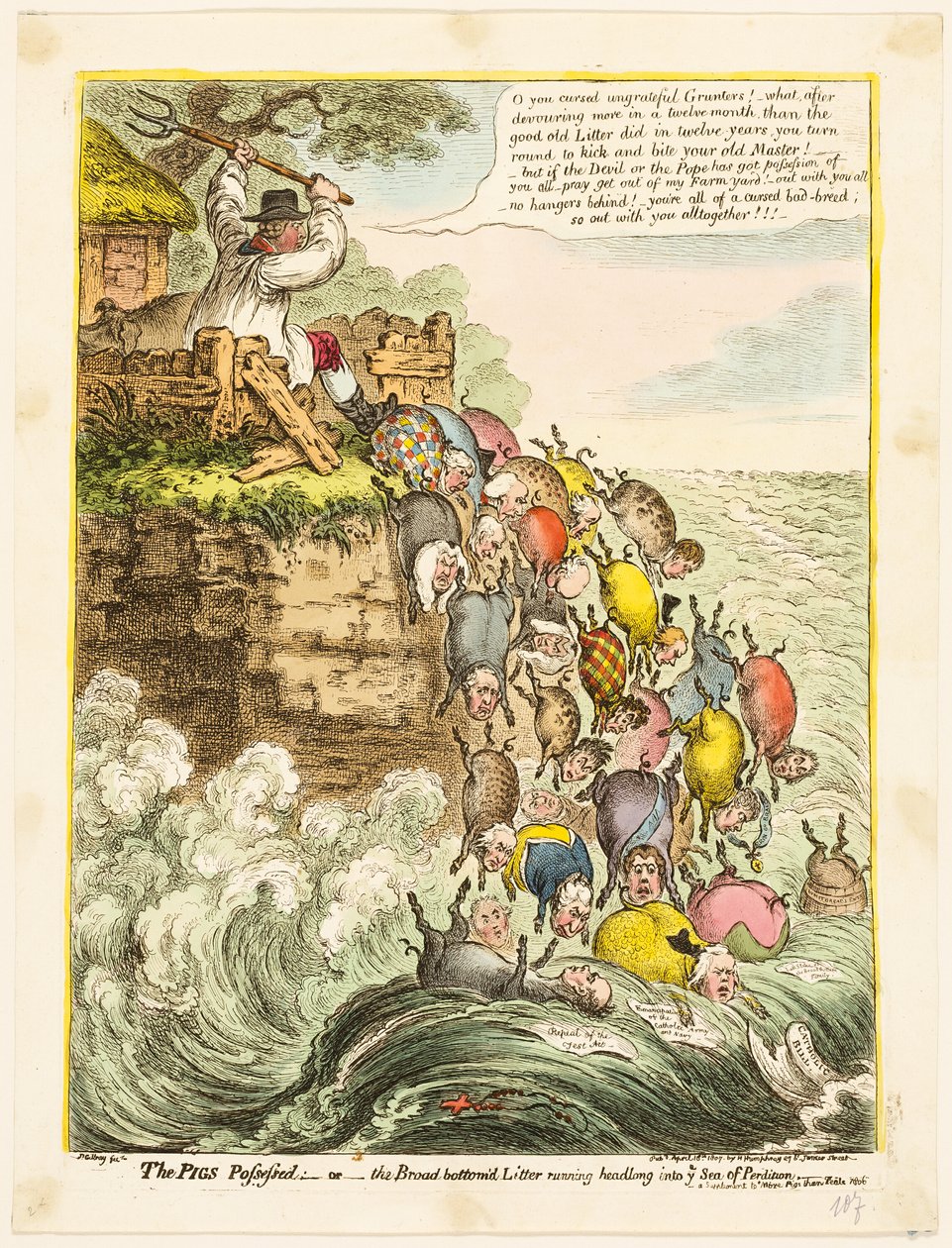 Opętane świnie autorstwa James Gillray