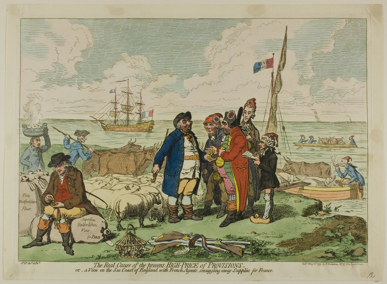 Prawdziwa przyczyna obecnych wysokich cen zapasów autorstwa James Gillray