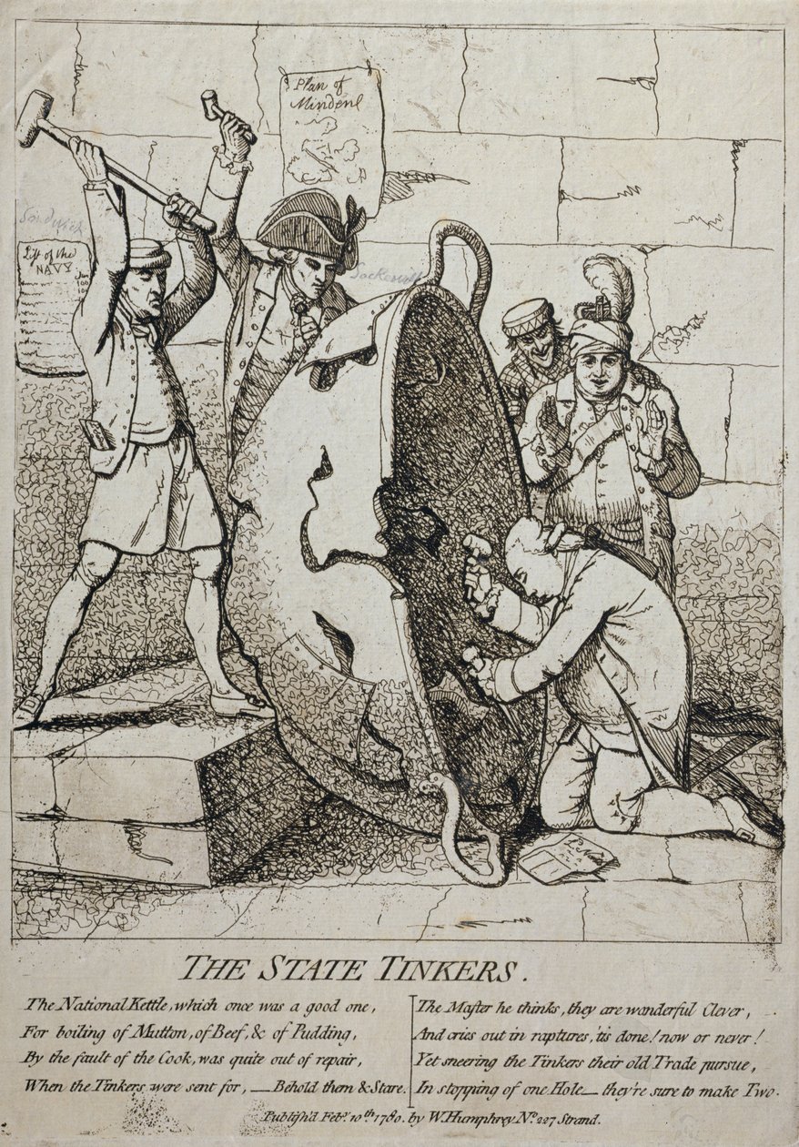 The State Tinkers, wydane przez Williama Humphreya w 1780 r. autorstwa James Gillray