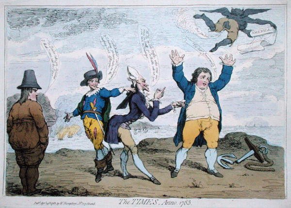 The Times, Anno 1783, wydane przez Williama Humphreya (akwaforta ręcznie kolorowana) autorstwa James Gillray