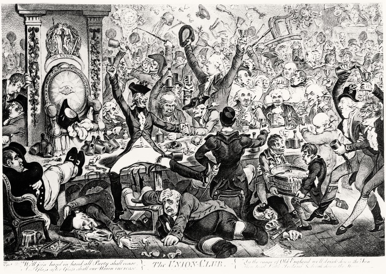 Klub Union, 1801 (kolor grawerowany) autorstwa James Gillray