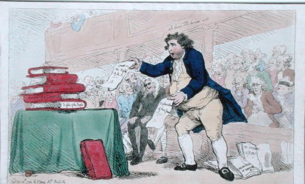 The Word Eater, wyd. S.W. Fores w 1788 (akwaforta ręcznie kolorowana) autorstwa James Gillray