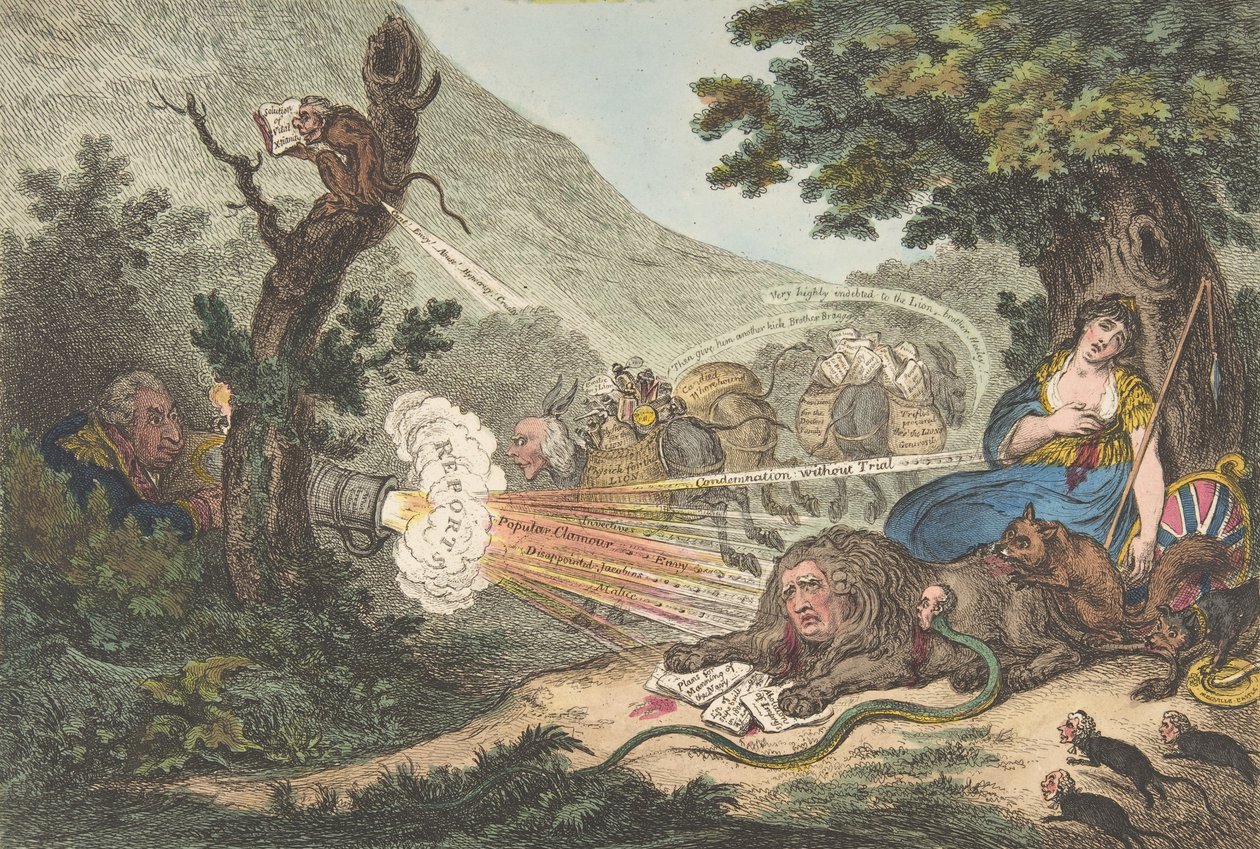 Ranny lew, 16 lipca 1805 r., 16 lipca 1805 r. autorstwa James Gillray
