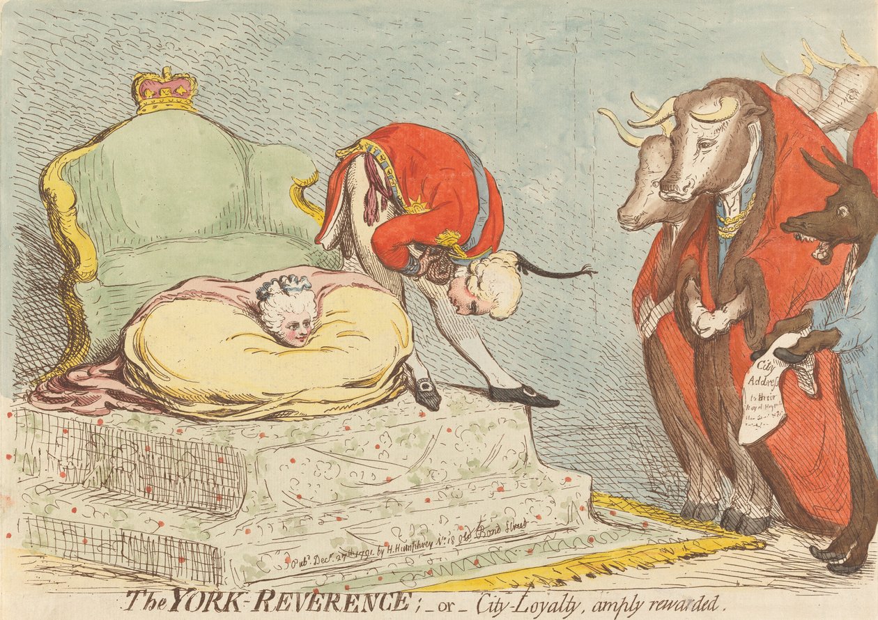 Cześć dla Yorku; – czyli – Lojalność miasta hojnie wynagrodzona autorstwa James Gillray