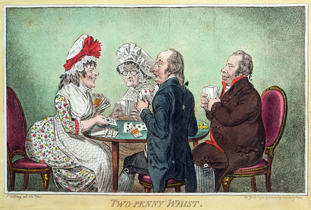 Two-Penny Whist, wydany przez Hannah Humphrey w 1796 roku (akwaforta, rycina, akwatinta i wc na papierze) autorstwa James Gillray